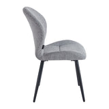 Lucente grey boucle-style chair with padded seat and metal frame
