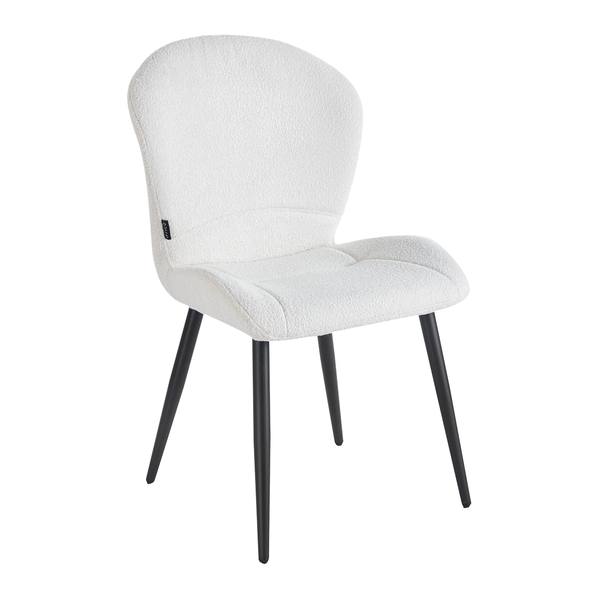 4RICO Lucente white sherpa chair with profiled backrest and black metal legs