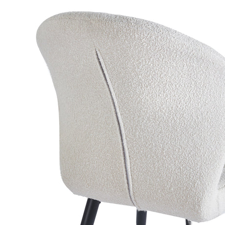 4RICO Lucente white sherpa chair with profiled backrest and black metal legs