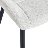 4RICO Lucente white sherpa chair with profiled backrest and black metal legs