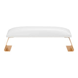 White manicure support table from MOMO, a beauty salon furniture piece with a sleek design and sturdy construction.