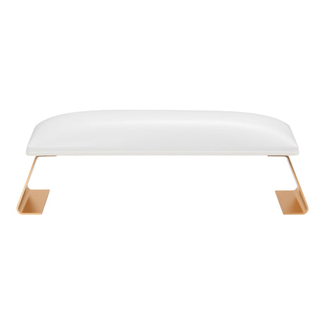 White manicure support table from MOMO, a beauty salon furniture piece with a sleek design and sturdy construction.