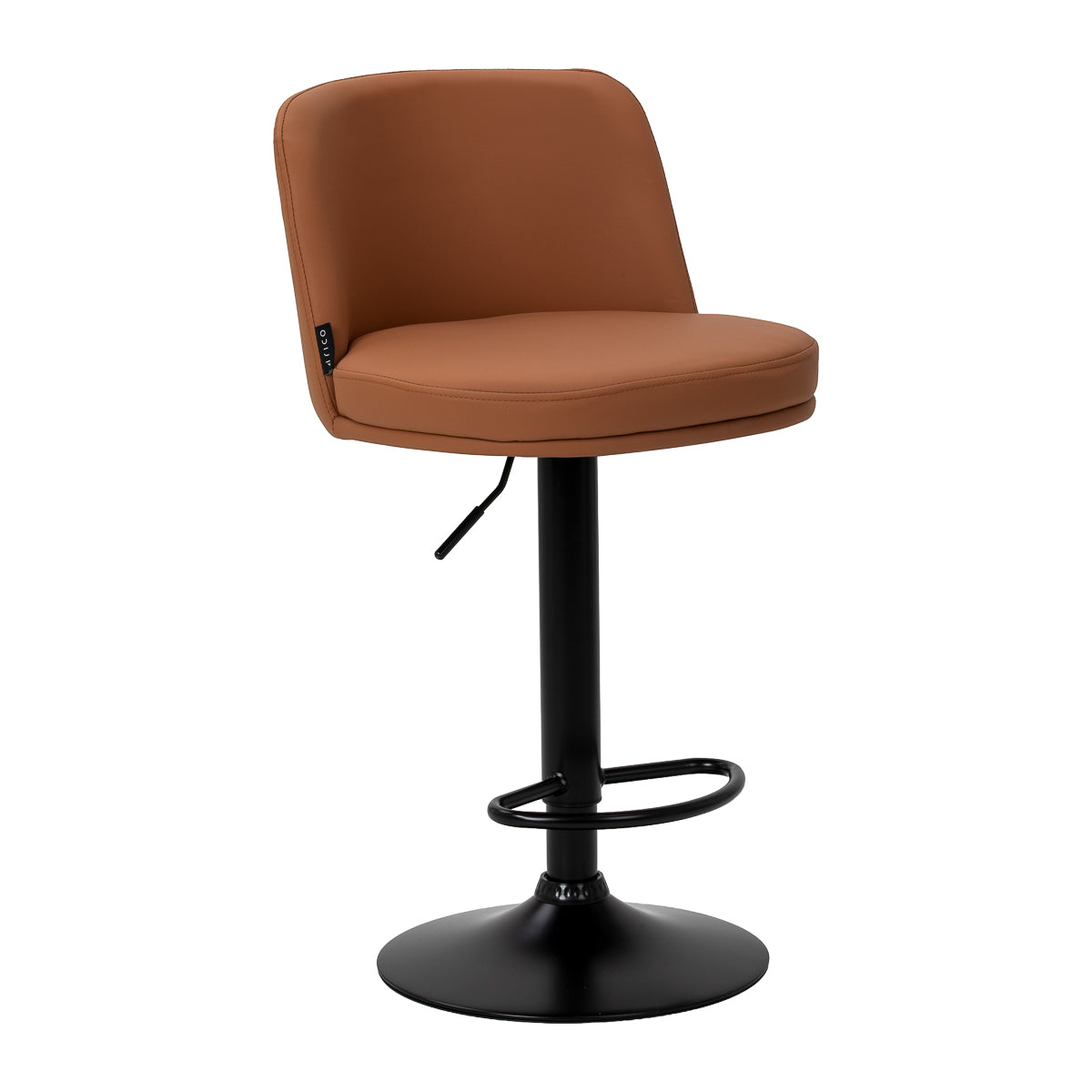 4RICO Modo brown salon bar stool with black round base