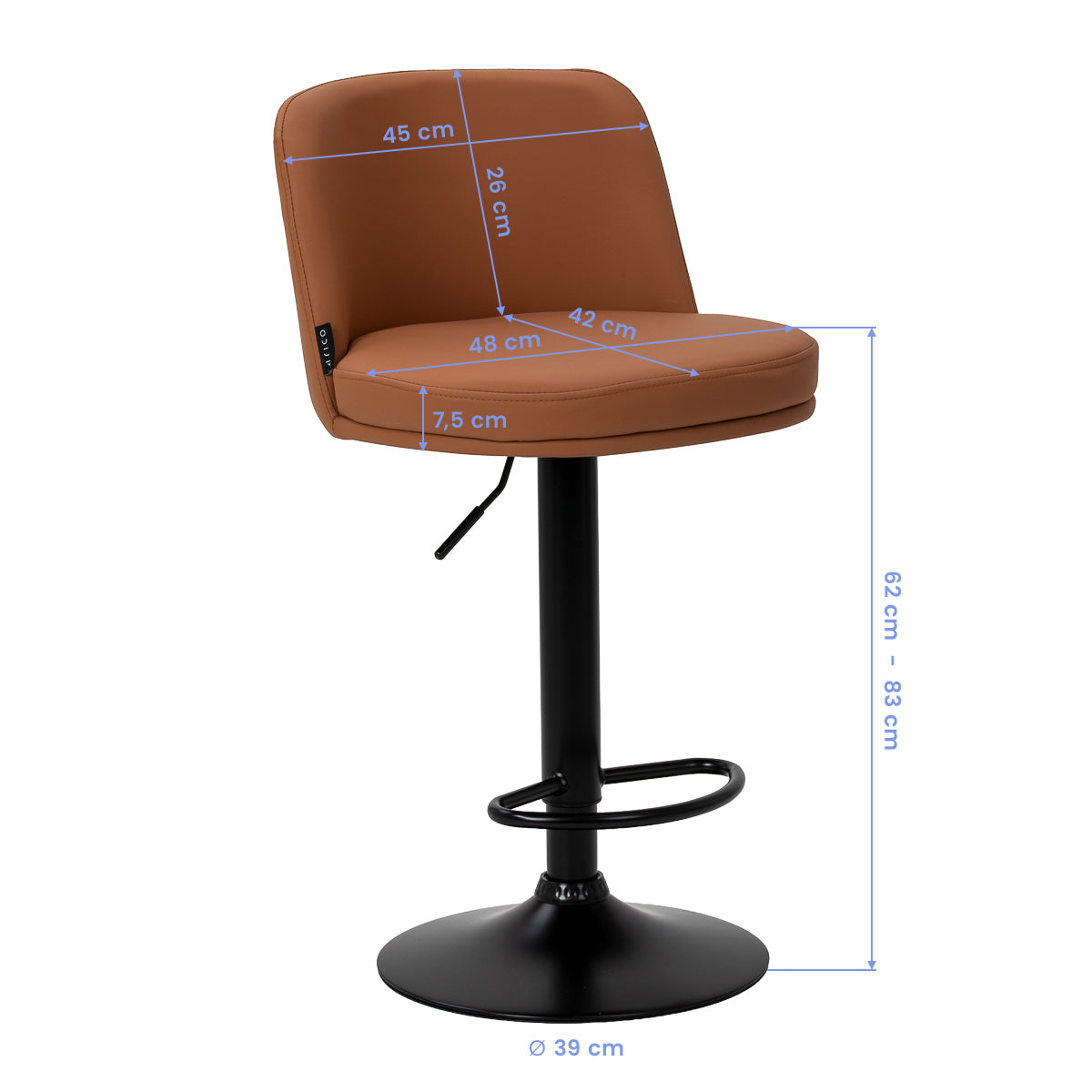 4RICO Modo brown salon bar stool dimensions and design