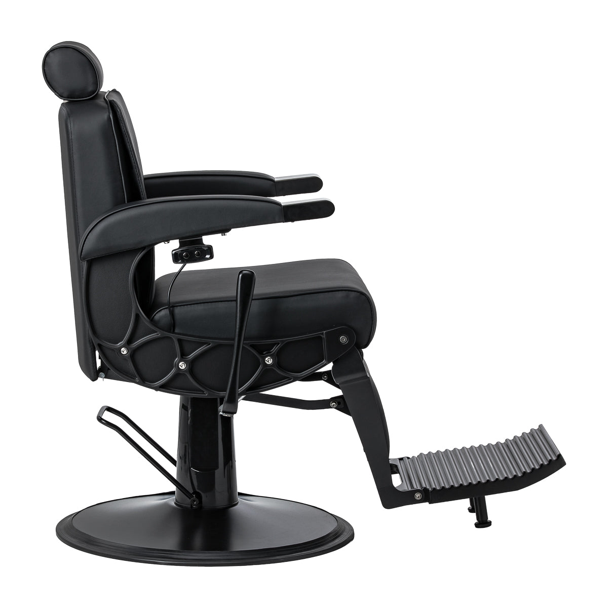 Gabbiano Continental Barber Chair With Massage – Black · Side view