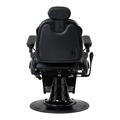Gabbiano Francesco Barber Chair With Massage – Black, Black Base · Rear view