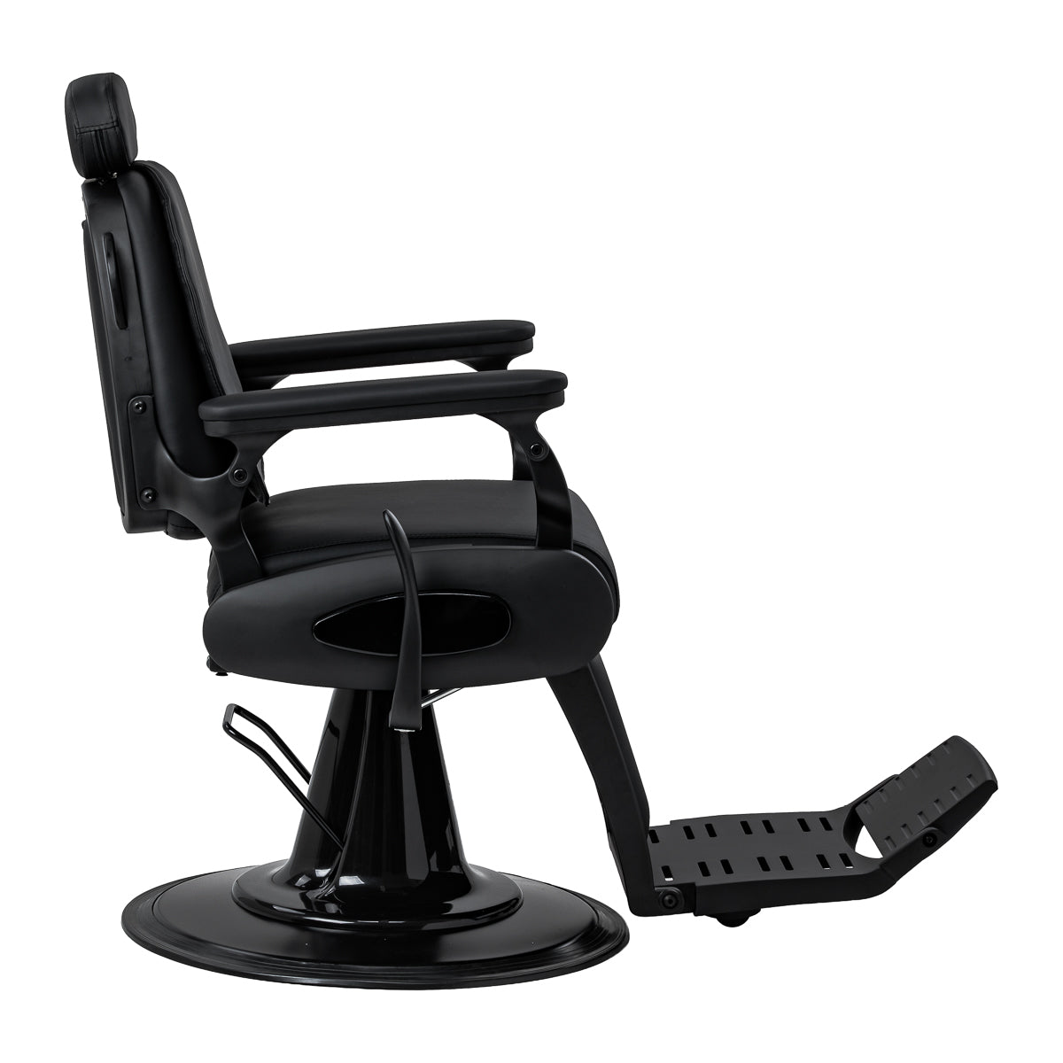 Gabbiano Francesco Barber Chair With Massage – Black, Black Base · Side view