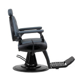 GABBIANO Gabbiano Francesco graphite barber's chair with black base, second class, featuring padded upholstery and adjustable height.