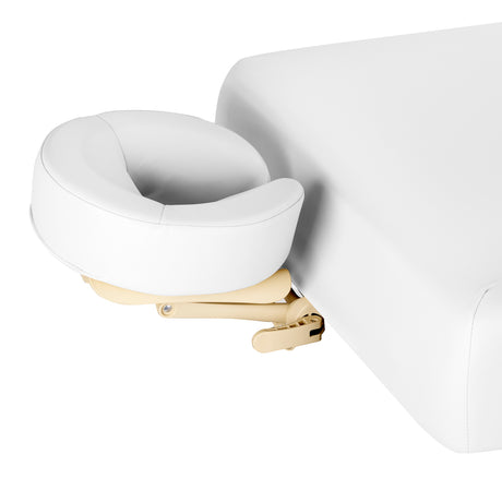 Sillon Siesta Electric SPA Lounger – White, Light Brown Base · Face-ring headrest