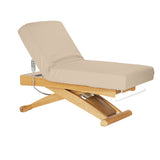 Sillon Siesta Electric SPA Lounger – Beige, Light Brown Base · Reclined position