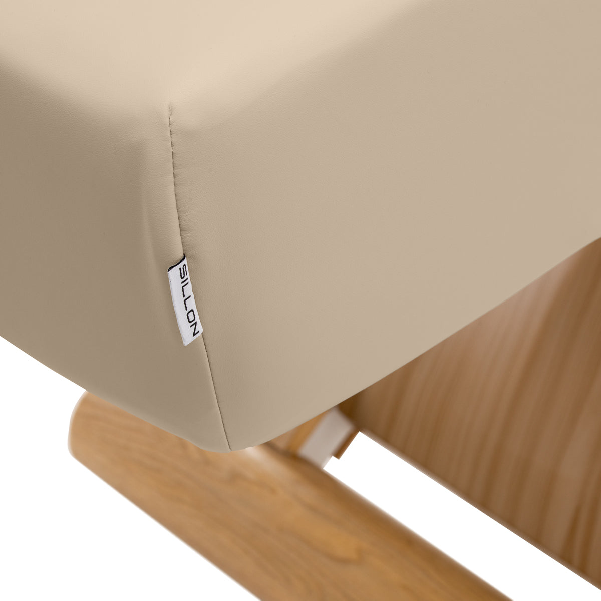 Sillon Siesta Electric SPA Lounger – Beige, Light Brown Base · Removable cover detail