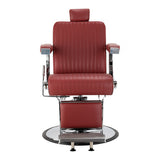 Gabbiano Visionerio+ Hydraulic Barber Chair – Red, Chrome Frame; front view