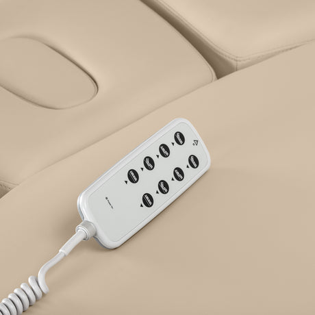 Sillon Relax Electric SPA Lounger – Beige, Black Base · Remote control
