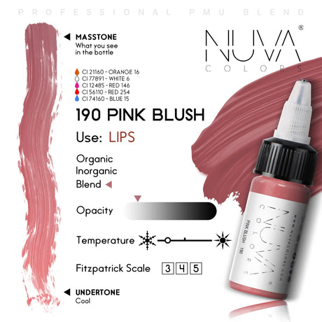 Nuva Colors Pink Blush 15ml cool pink permanent makeup lip pigment
