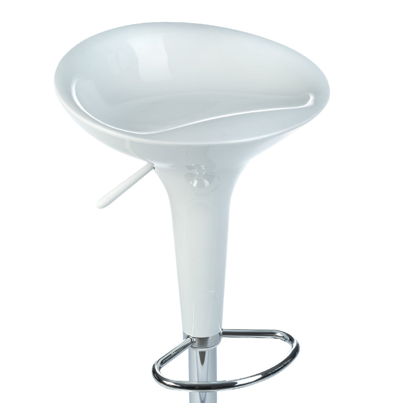 White bar stool BX-1002 by Beauty System with a sleek modern design, featuring a cushioned seat and sturdy metal frame.