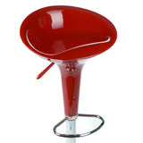 Red bar stool BX-1002 by Beauty System with a sleek modern design and cushioned seat, shown from a side angle.
