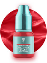 PhiAcademy PMU Aqua Pink Blush Pigment 10ml — Pink Blush pigment bottle on a red colour-texture background