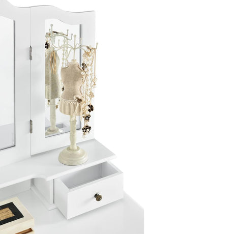 3-Toaletka biała EMMA 3 lustra 4 szuflady +taboret-3