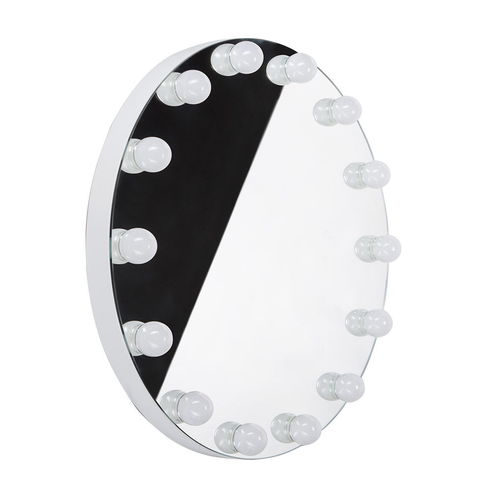 LED illuminated Hollywood oval mirror by Beauty System, 80cm wide, with bright LED lighting and sleek oval frame.