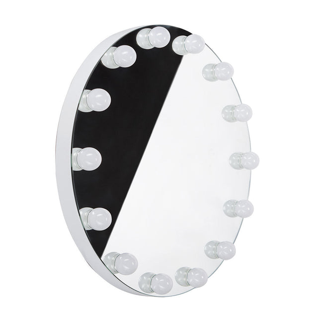 LED illuminated Hollywood oval mirror by Beauty System, 80cm wide, with bright LED lighting and sleek oval frame.