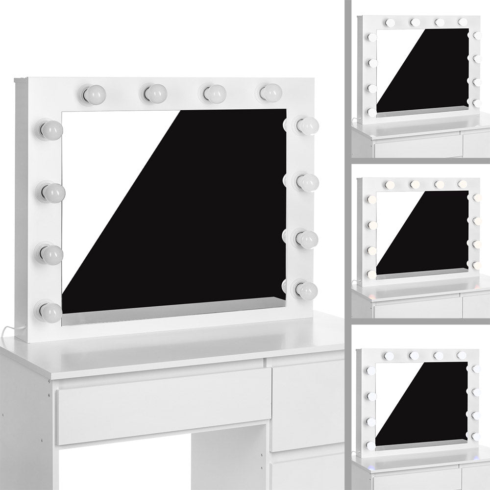 EVA White Vanity Table with LED Illuminated Mirror - BVShop