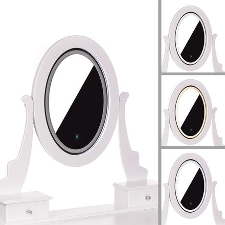 KARI White Vanity Table with LED Mirror & Stool - BVShop