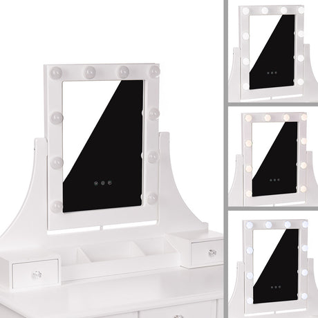 3-Toaletka biała MONICA lustro LED + taboret-3