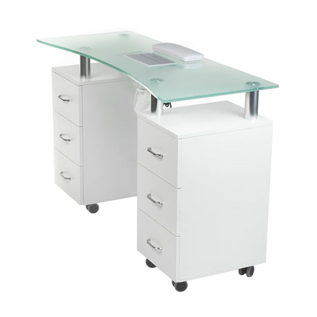 Manicure table with dust extractor hole BD-3425-1+O White - BVShop