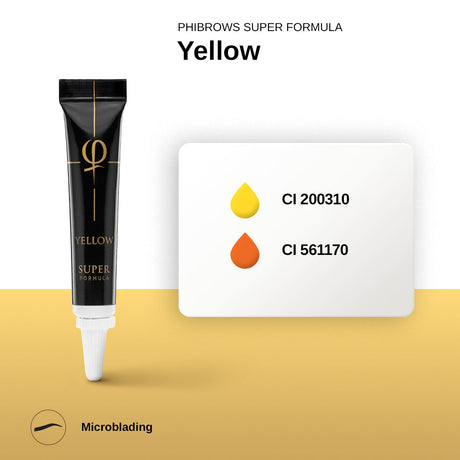 PhiBrows SUPER Yellow Microblading Pigment 5ml – pigment colour and composition chart