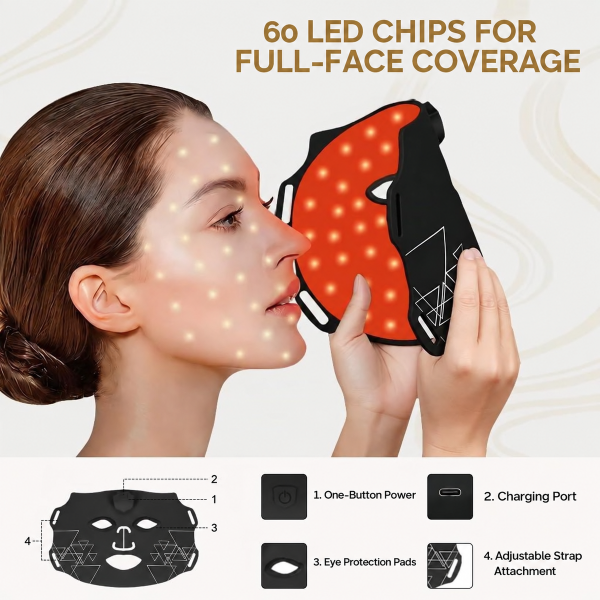Vicloon cordless rechargeable LED face mask for hands-free skincare