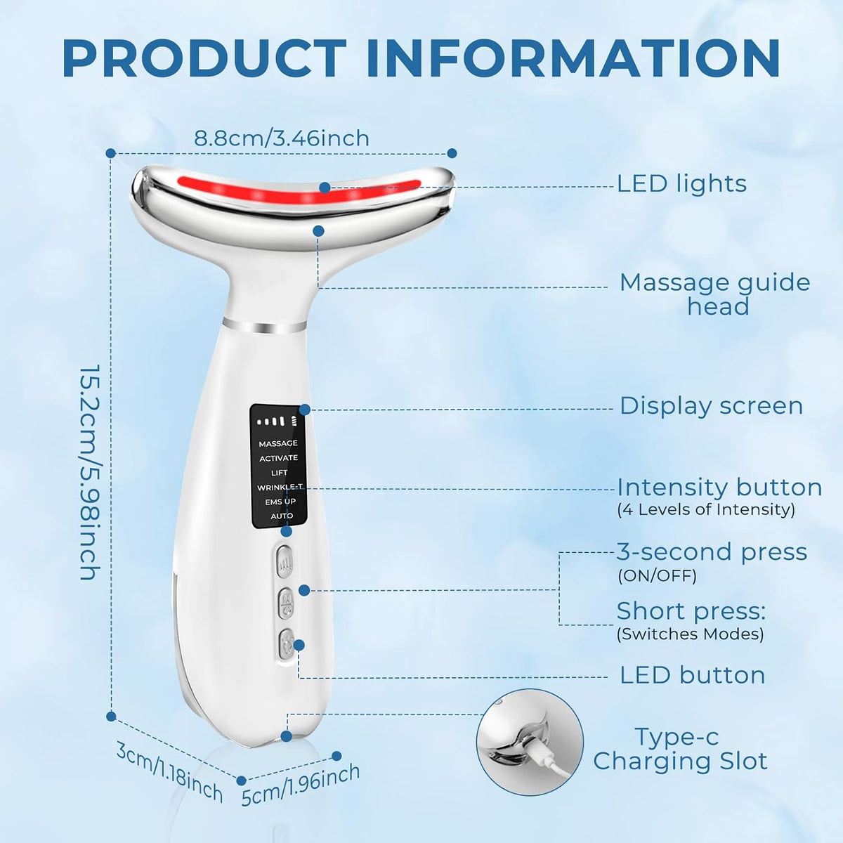 Focenat EMS face massager with gua sha contour design