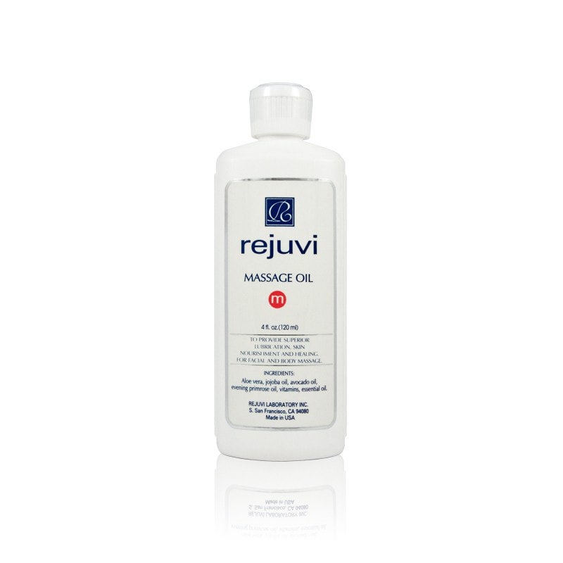Rejuvi M Massage Oil 120ml bottle with jojoba and avocado oil for face and body