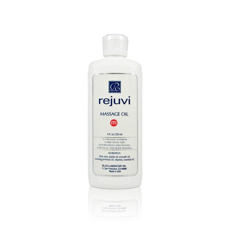 Rejuvi M Massage Oil 120ml bottle with jojoba and avocado oil for face and body