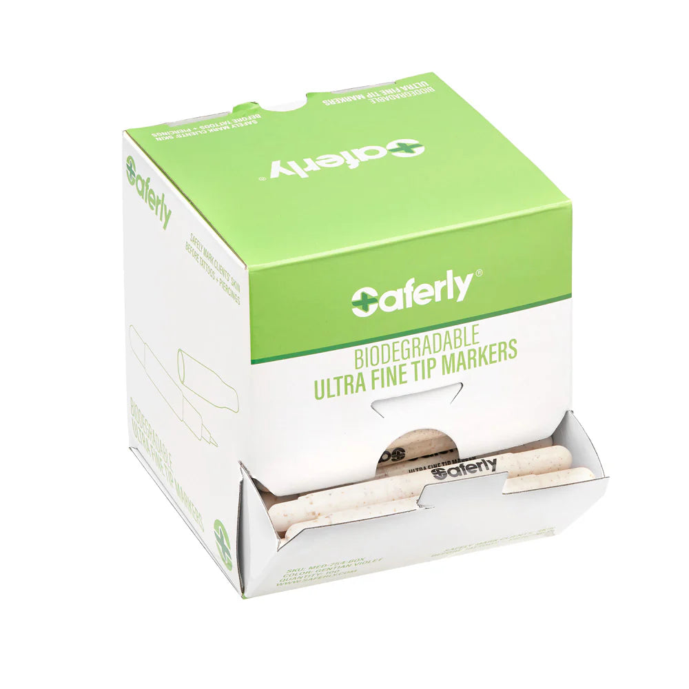Saferly biodegradable mini markers with ultra-fine tips, ideal for eco-friendly writing and marking on various surfaces.