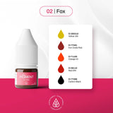 The Pigment 02 Fox warm brown pigment swatch for eyebrow PMU