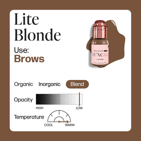 Perma Blend Luxe Lite Blonde PMU pigment colour information for soft brow work