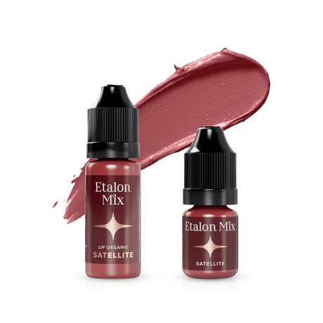 Etalon Mix Satellite Lip Pigment in a 5ml or 10ml bottle, showing the pigment's satellite-style packaging and vibrant color.