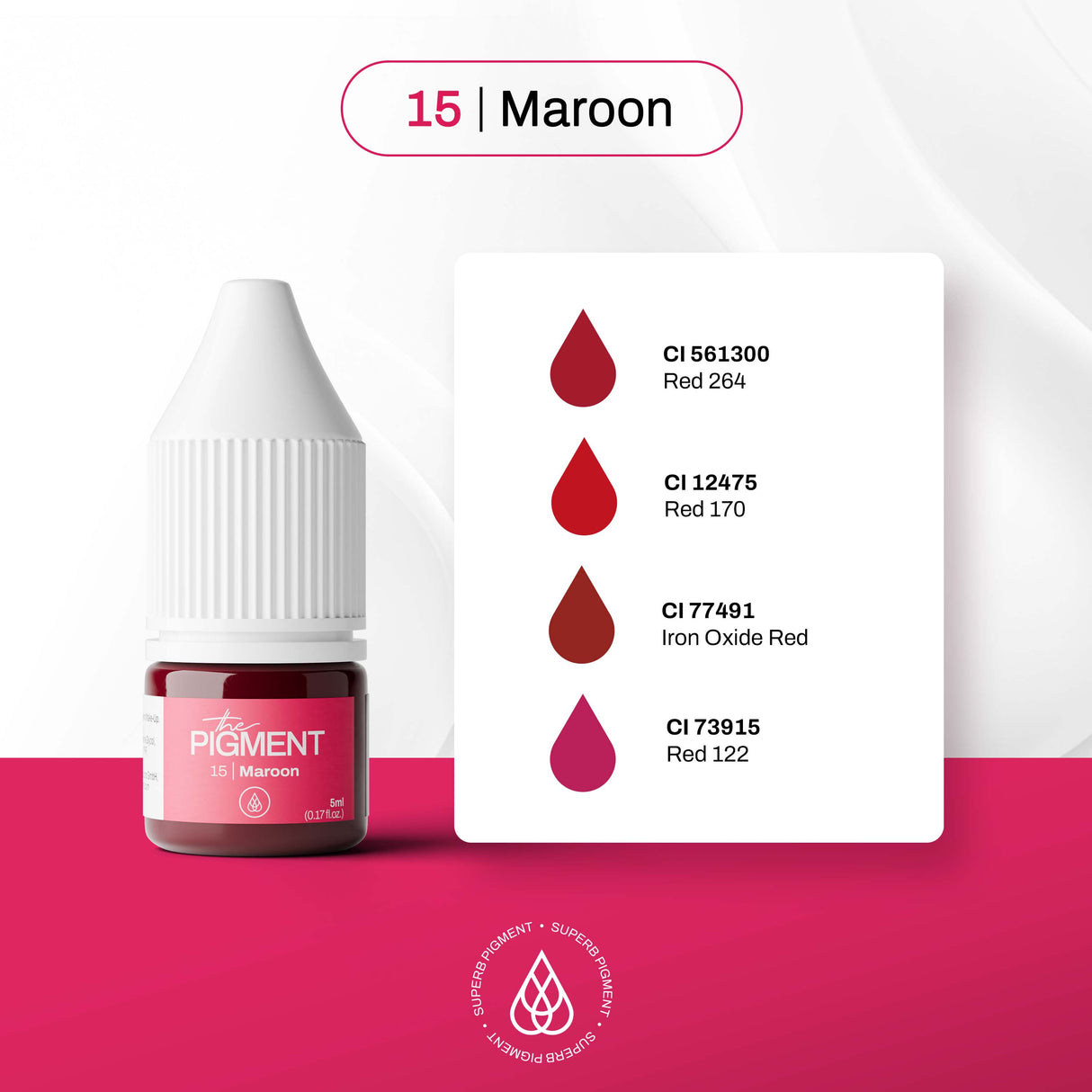 The Pigment 15 Maroon warm maroon lip pigment colour