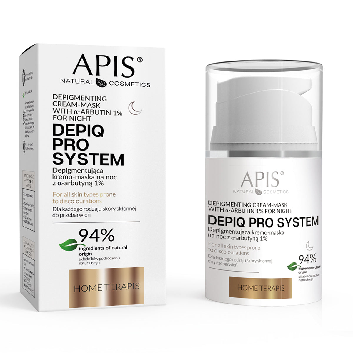 APIS DEPIQ PRO SYSTEM Depigmenting night cream-mask  with α-arbutin 1%, 50 ml - BVShop