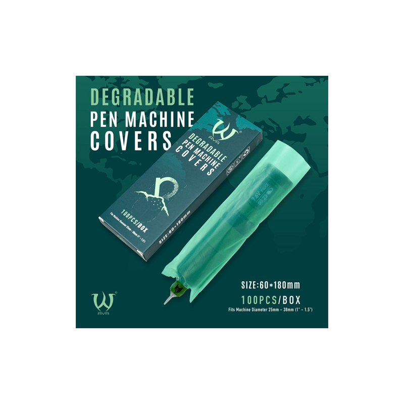 Bio Degradable Machine Pen Cover Green 100pcs - BVShop