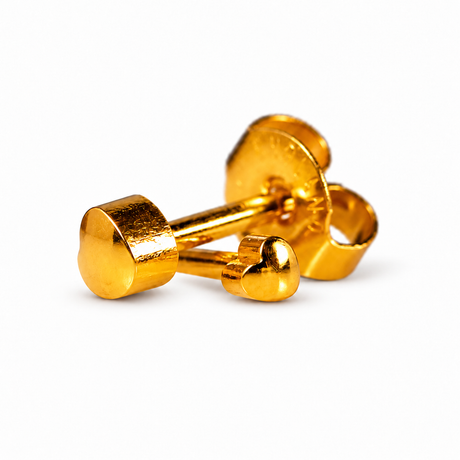 Caflon Blu Piercing Earrings Mini Heart 3 mm (24ct Gold Plated)