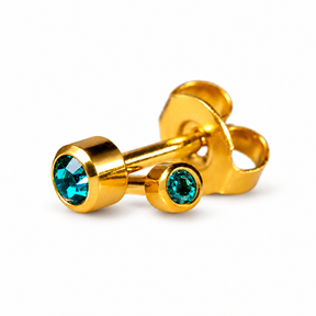 Caflon Blu Piercing Earrings Mini Blue Zircon 3 mm (24ct Gold Plated)