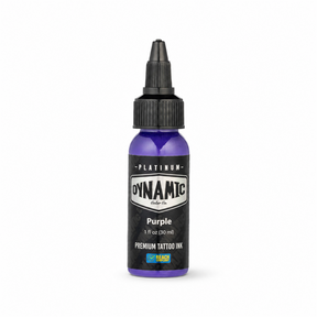Dynamic Platinum Purple tattoo ink 30ml bottle on a white background with a soft natural shadow