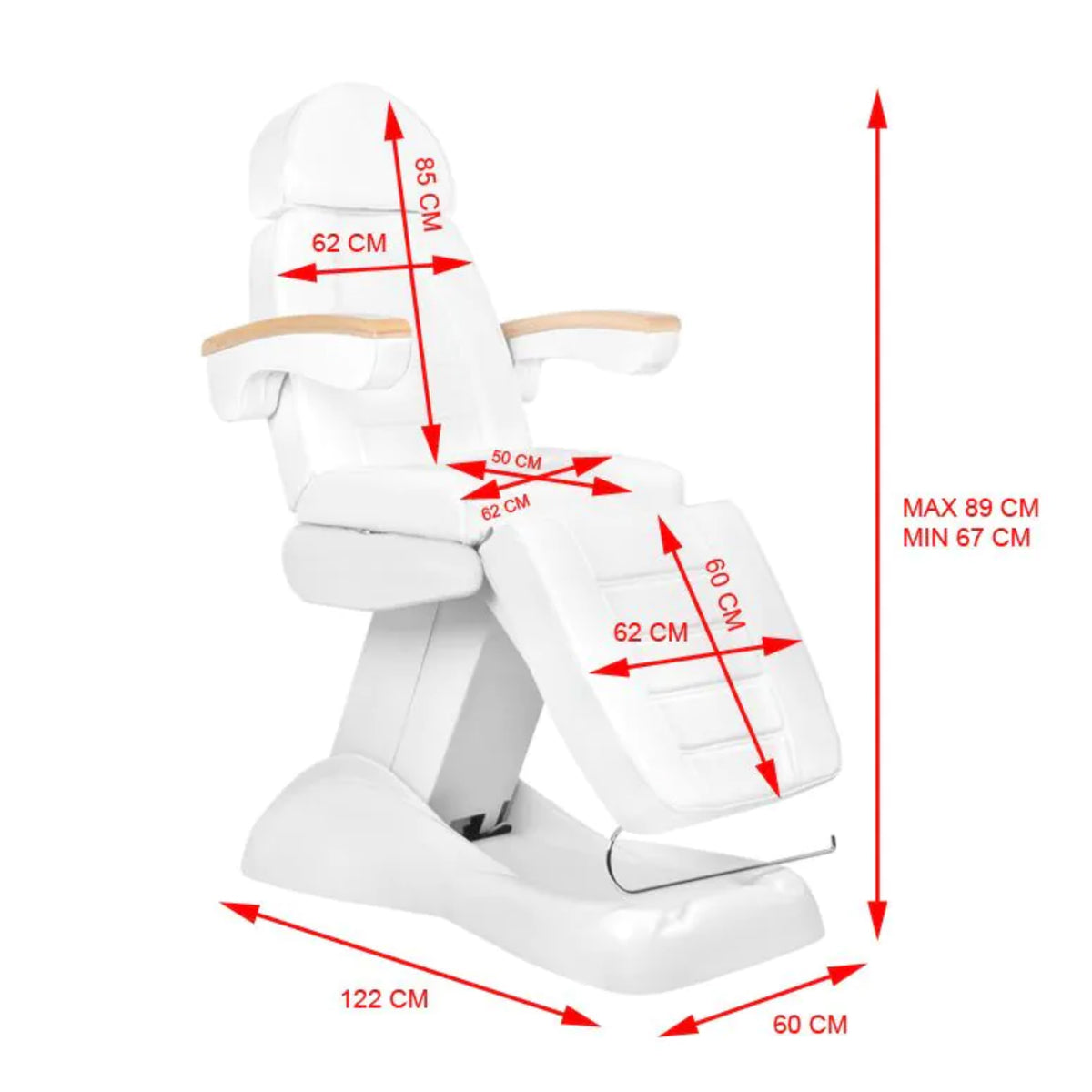 Electric cosmetic chair lux white / beech 3m - BVShop