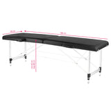 Folding massage table, aluminum, comfort, 2 black segments - BVShop