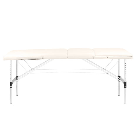 Folding massage table, aluminum comfort, 3-section cream - BVShop