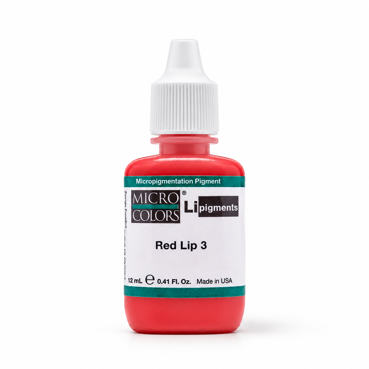 Li Pigments Red Lip 3 bottle on white with a natural shadow