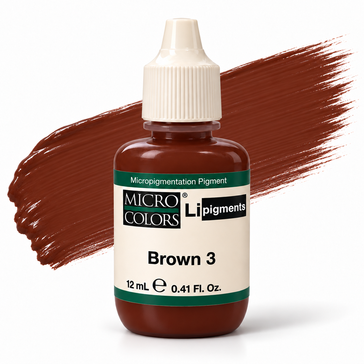Li Pigments Micro Colors Brown 3 Pigment 12ml — bottle with pigment colour smear