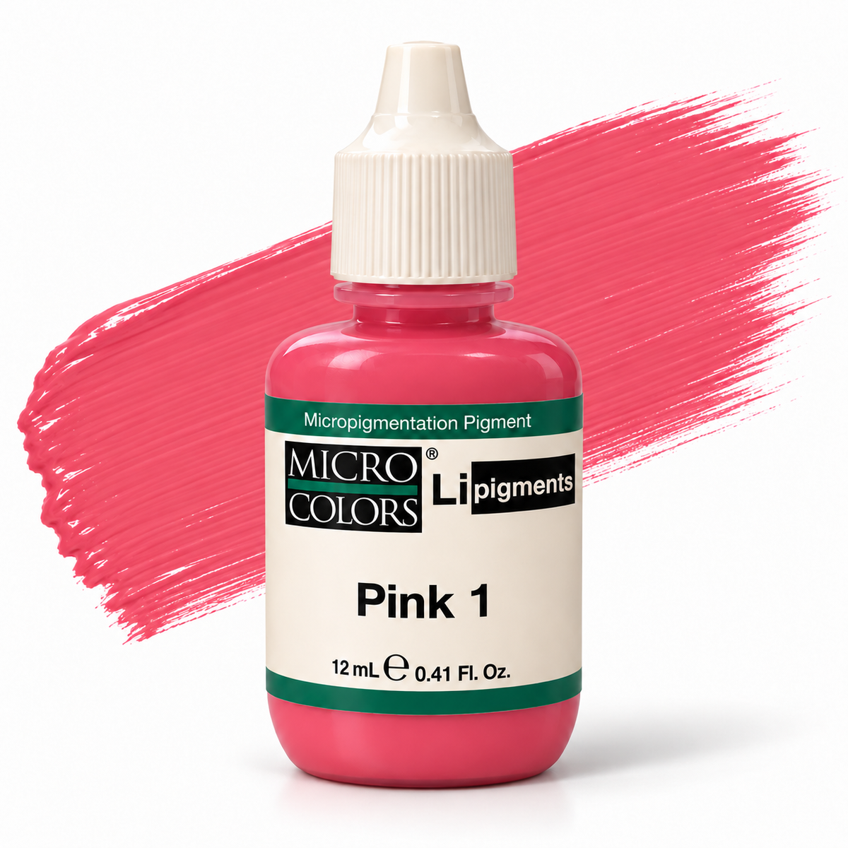 Li Pigments Micro Colors Pink 1 Pigment 12ml — bottle with pigment colour smear