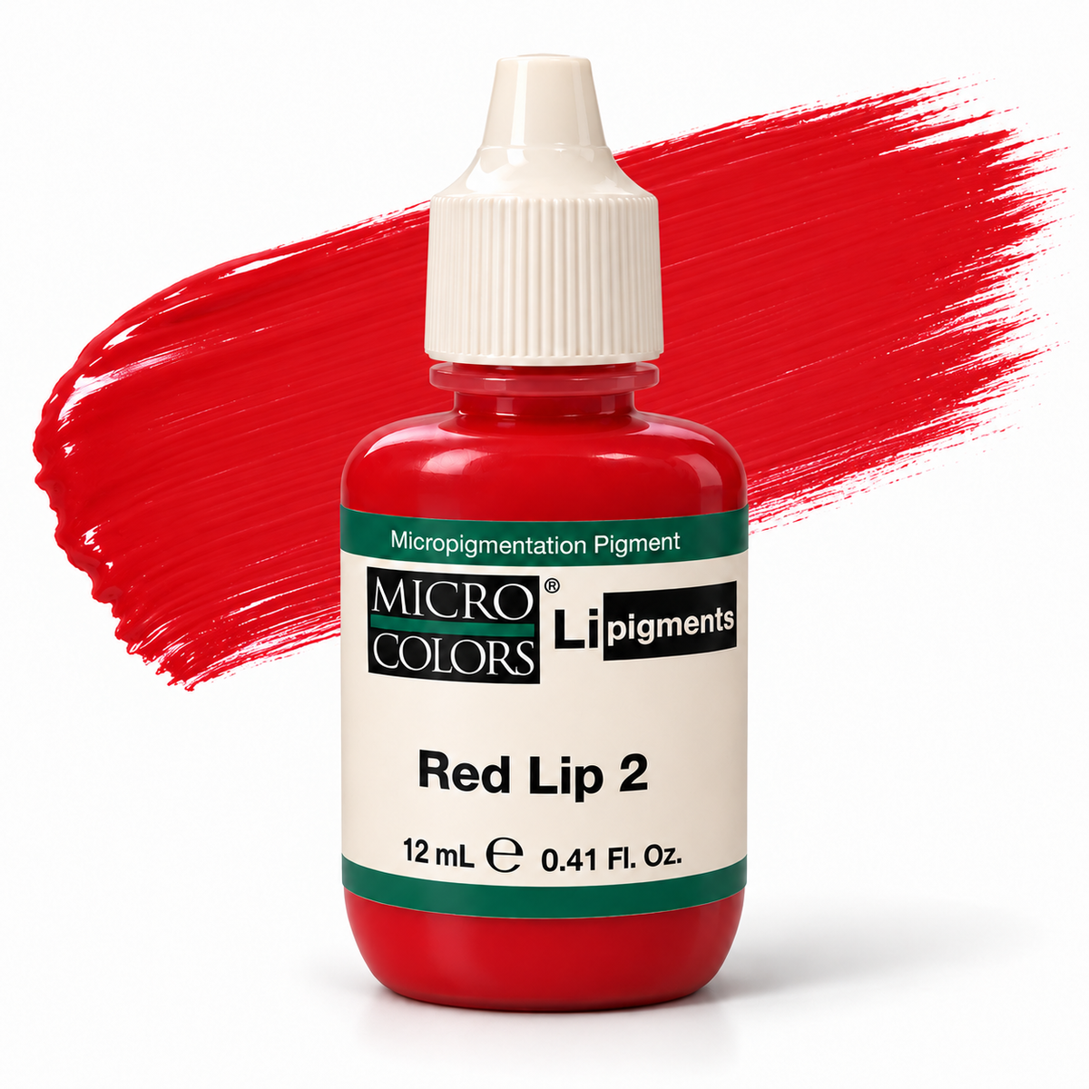 Li Pigments Micro Colors Red Lip 2 Pigment 12ml — bottle with pigment colour smear